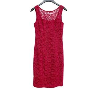 WHBM Lace Floral Sleeveless Dress Red